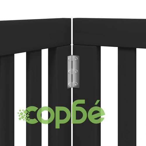 Сгъваема преграда за куче с врата 6 панела черна 300 см топола ➤ топ цена ➤ sorbe.bg