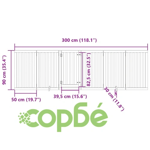 Сгъваема преграда за куче с врата 6 панела черна 300 см топола ➤ топ цена ➤ sorbe.bg