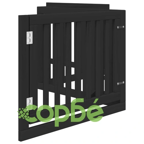 Сгъваема преграда за куче с врата 4 панела черна 320 см топола ➤ топ цена ➤ sorbe.bg