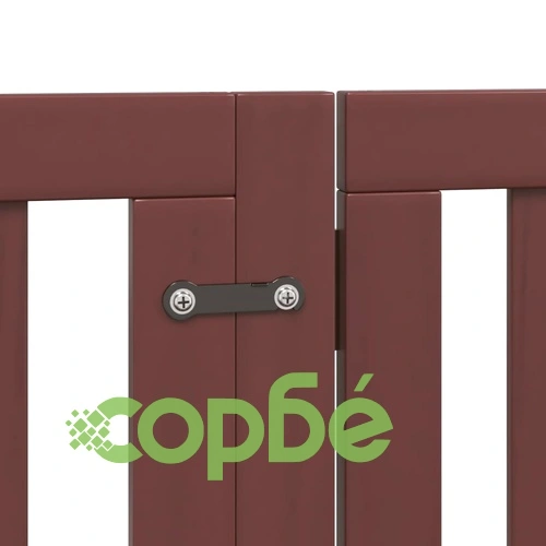 Сгъваема преграда за куче с врата 6 панела кафява 300 см топола ➤ топ цена ➤ sorbe.bg