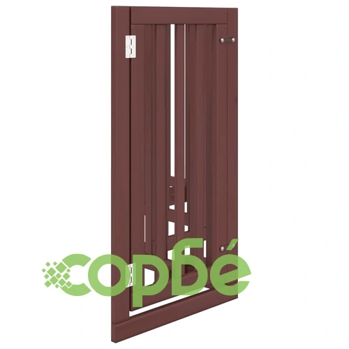 Сгъваема преграда за куче с врата 6 панела кафява 300 см топола ➤ топ цена ➤ sorbe.bg