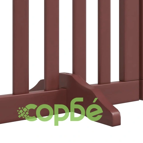 Сгъваема преграда за куче с врата 6 панела кафява 300 см топола ➤ топ цена ➤ sorbe.bg