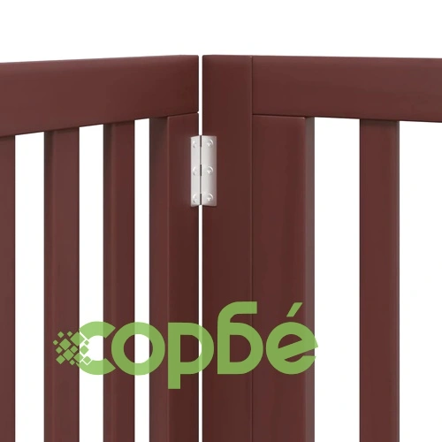 Сгъваема преграда за куче с врата 4 панела кафява 320 см топола ➤ топ цена ➤ sorbe.bg