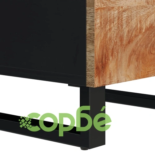 Висок шкаф с 3 врати 40x33x110 см масивно дърво манго и желязо ➤ топ цена ➤ sorbe.bg