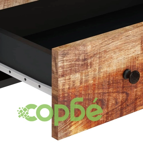 Висок шкаф с чекмедже 60x33x100 см манго масив и желязо ➤ топ цена ➤ sorbe.bg