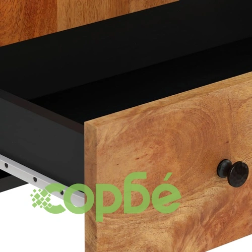 Висок шкаф с чекмедже 60x33x100 см манго масив и желязо ➤ топ цена ➤ sorbe.bg