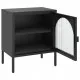 Нощно шкафче, черно, 50x35x60 см, стъкло и стомана