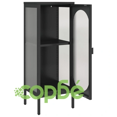 Сайдборд, черен, 40x35x105 см, стъкло и стомана ➤ топ цена ➤ sorbe.bg