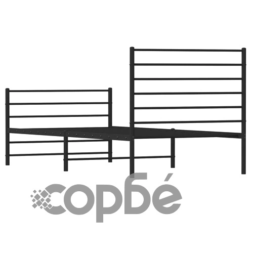 Метална рамка за легло с горна и долна табла, черна, 90x200 см ➤ топ цена ➤ sorbe.bg
