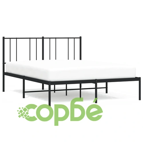 Метална рамка за легло с горна табла, черна, 140x190 см ➤ топ цена ➤ sorbe.bg