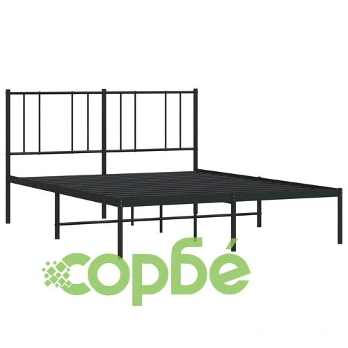 Метална рамка за легло с горна табла, черна, 140x190 см ➤ топ цена ➤ sorbe.bg