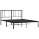 Метална рамка за легло с горна табла, черна, 140x190 см