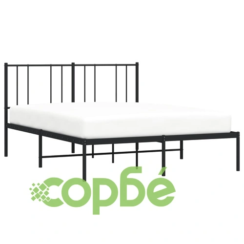 Метална рамка за легло с горна табла, черна, 140x190 см ➤ топ цена ➤ sorbe.bg