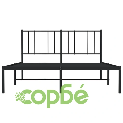 Метална рамка за легло с горна табла, черна, 140x190 см ➤ топ цена ➤ sorbe.bg