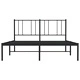 Метална рамка за легло с горна табла, черна, 140x190 см