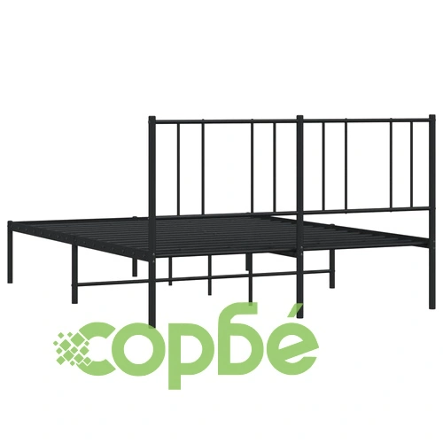 Метална рамка за легло с горна табла, черна, 140x190 см ➤ топ цена ➤ sorbe.bg