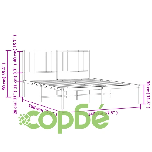 Метална рамка за легло с горна табла, черна, 140x190 см ➤ топ цена ➤ sorbe.bg