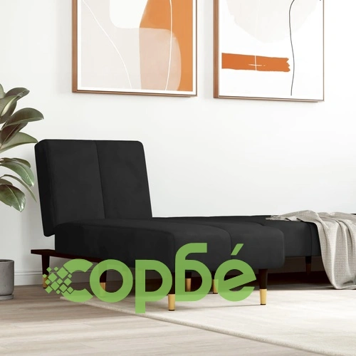 Кушетка, черна, кадифе ➤ топ цена ➤ sorbe.bg