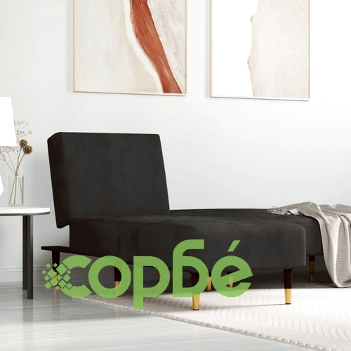 Кушетка, черна, кадифе ➤ топ цена ➤ sorbe.bg