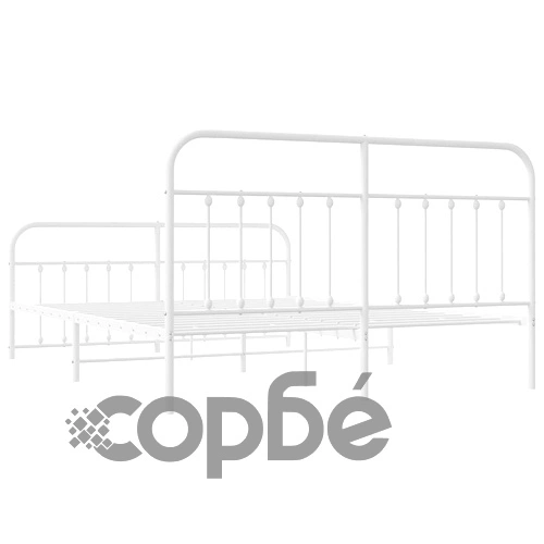 Метална рамка за легло с горна и долна табла, бяла, 183x213 см ➤ топ цена ➤ sorbe.bg