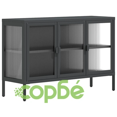 Сайдборд, черен, 105x35x70 см, стъкло и стомана ➤ топ цена ➤ sorbe.bg