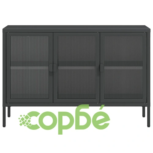 Сайдборд, черен, 105x35x70 см, стъкло и стомана ➤ топ цена ➤ sorbe.bg