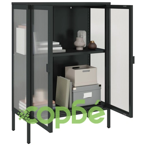 Сайдборд, черен, 75x35x105 см, стъкло и стомана ➤ топ цена ➤ sorbe.bg