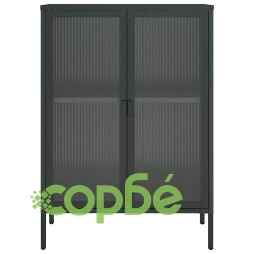 Сайдборд, черен, 75x35x105 см, стъкло и стомана ➤ топ цена ➤ sorbe.bg