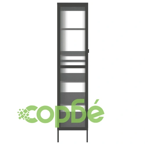 Висок шкаф, черен, 85x40x180 см, стъкло и стомана ➤ топ цена ➤ sorbe.bg