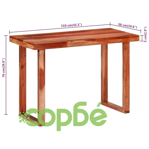 Трапезна маса, 110x50x76 см, акациево дърво масив ➤ топ цена ➤ sorbe.bg