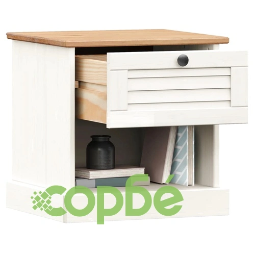 Нощно шкафче VIGO бяло 42x35x42 см бор масив ➤ топ цена ➤ sorbe.bg