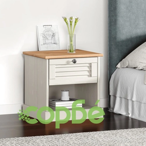 Нощно шкафче VIGO бяло 42x35x42 см бор масив ➤ топ цена ➤ sorbe.bg