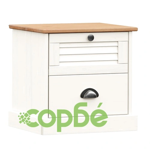 Нощно шкафче VIGO бяло 42x35x42 см бор масив ➤ топ цена ➤ sorbe.bg