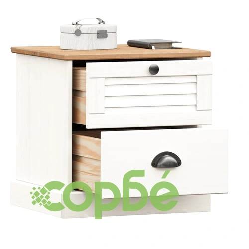 Нощно шкафче VIGO бяло 42x35x42 см бор масив ➤ топ цена ➤ sorbe.bg