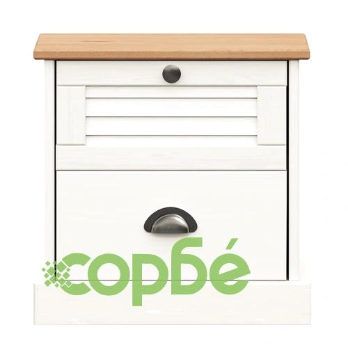 Нощно шкафче VIGO бяло 42x35x42 см бор масив ➤ топ цена ➤ sorbe.bg