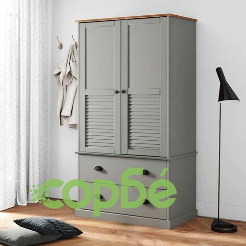 Гардероб VIGO, сив, 90x55x170 см, бор масив ➤ топ цена ➤ sorbe.bg