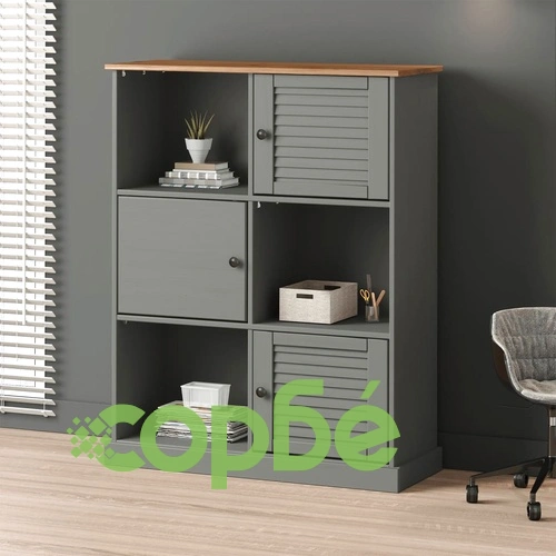 Етажерка за книги VIGO сива 90x35x114,5 см бор масив ➤ топ цена ➤ sorbe.bg