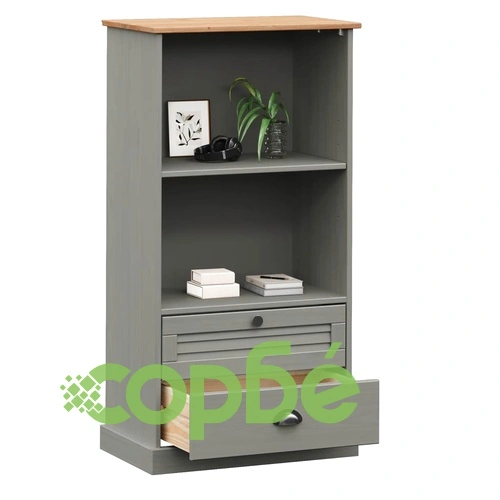 Етажерка за книги VIGO сива 60x35x114,5 см бор масив ➤ топ цена ➤ sorbe.bg