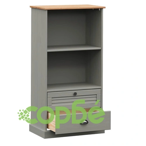 Етажерка за книги VIGO сива 60x35x114,5 см бор масив ➤ топ цена ➤ sorbe.bg