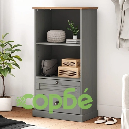 Етажерка за книги VIGO сива 60x35x114,5 см бор масив ➤ топ цена ➤ sorbe.bg