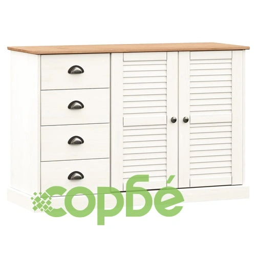 Бюфет с чекмеджета VIGO, 113x40x75 см, бял, бор масив ➤ топ цена ➤ sorbe.bg