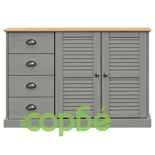 Бюфет с чекмеджета VIGO, 113x40x75 см, сив, бор масив ➤ топ цена ➤ sorbe.bg
