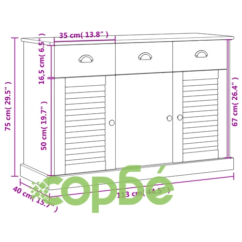 Сайдборд с чекмеджета VIGO, 113x40x75 см, бор масив ➤ топ цена ➤ sorbe.bg