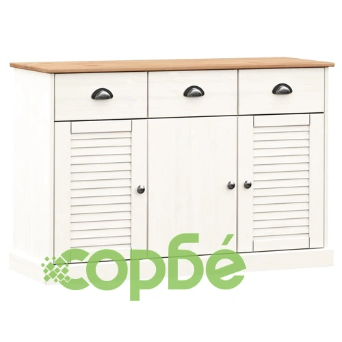 Бюфет с чекмеджета VIGO, 113x40x75 см, бял, бор масив ➤ топ цена ➤ sorbe.bg