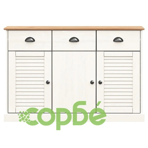 Бюфет с чекмеджета VIGO, 113x40x75 см, бял, бор масив ➤ топ цена ➤ sorbe.bg