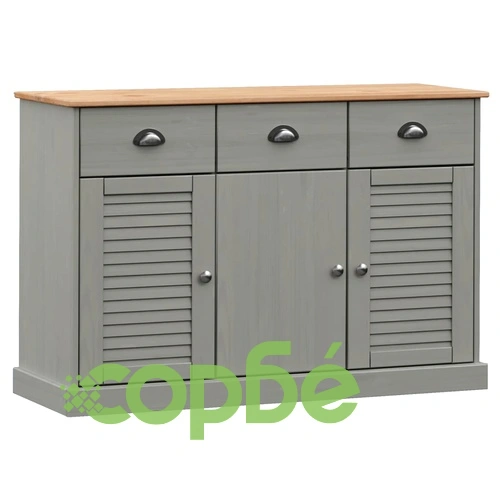 Бюфет с чекмеджета VIGO, 113x40x75 см, сив, бор масив ➤ топ цена ➤ sorbe.bg