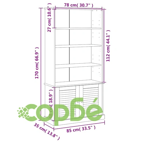 Етажерка за книги VIGO бяла 85x35x170 см бор масив ➤ топ цена ➤ sorbe.bg