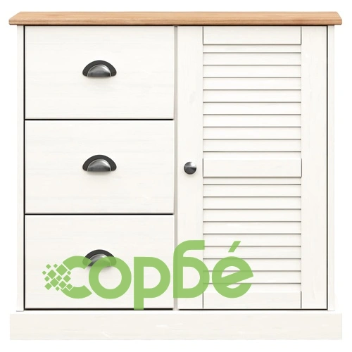 Бюфет с чекмеджета VIGO, 78x40x75 см, бял, бор масив ➤ топ цена ➤ sorbe.bg