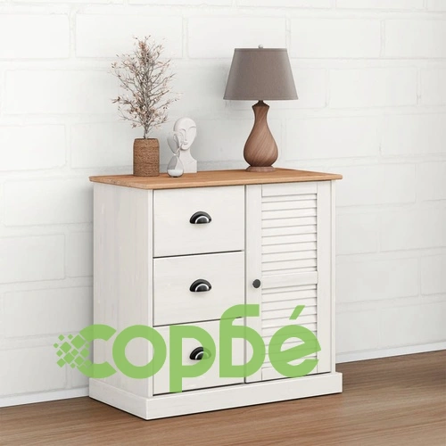 Бюфет с чекмеджета VIGO, 78x40x75 см, бял, бор масив ➤ топ цена ➤ sorbe.bg