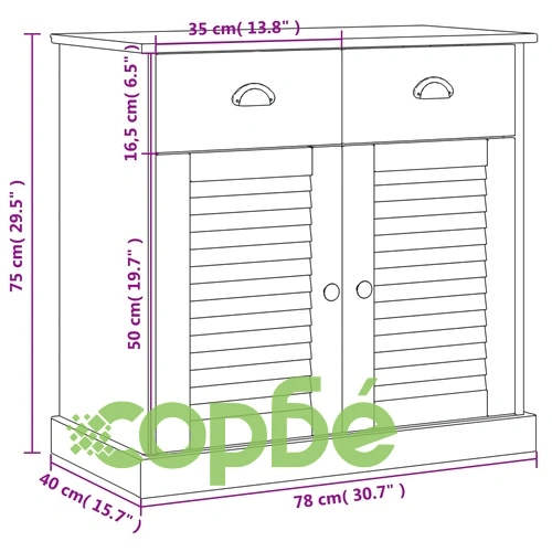 Бюфет с чекмеджета VIGO, 78x40x75 см, бял, бор масив ➤ топ цена ➤ sorbe.bg